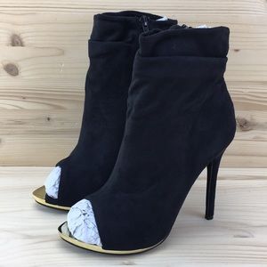Liliana Miss L Annabelle Black Peep Toe Stilettos